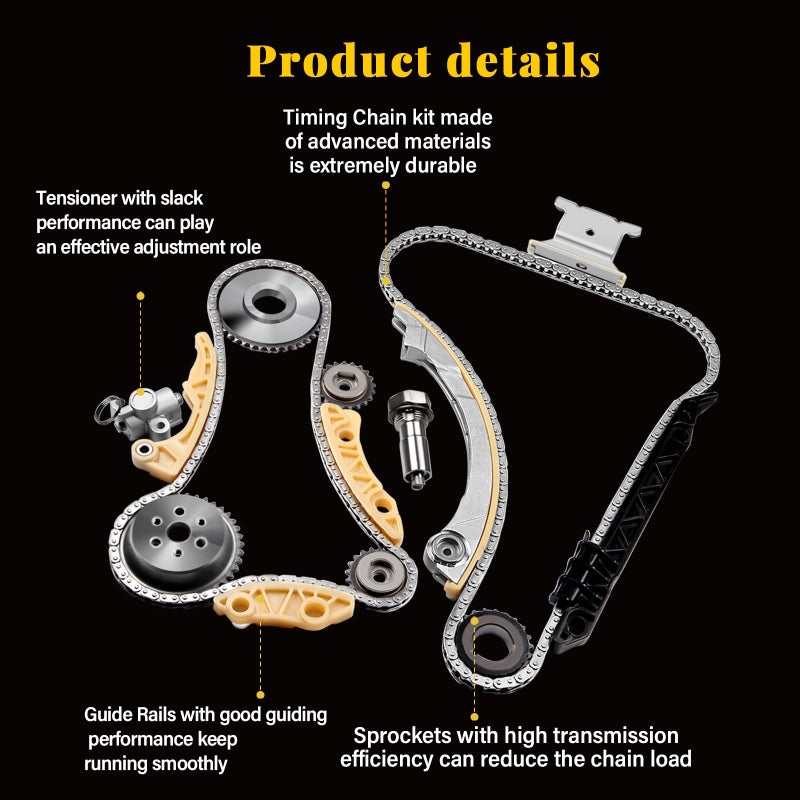 OCPTY Timing Chain Kit fit for Tensioner Guide Rail Crank Sprocket Replacement for Chevy for Buick for GMC for Pontiac for Saturn Equinox HHR Terrain G6 Saab 2011-2015 2006-2013 2.0 2.2 2.4L 9-4201S - Image 3